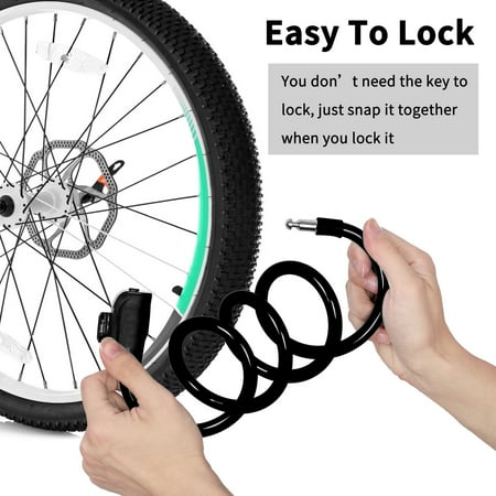 UK Bicycle Bike Cycle Cable lock 2 Keys Security Safety Anti Theft color red